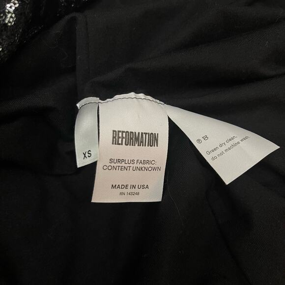 Reformation Long Sleeve Sequins Wrap Cocktail Party Mini Dress XS Black - Picture 11 of 15